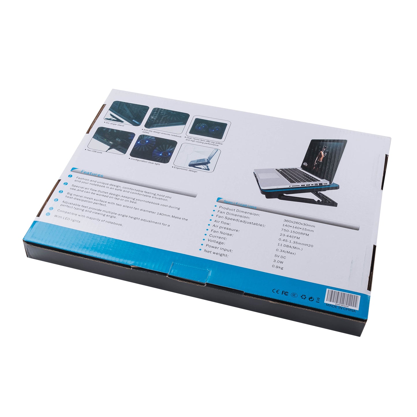 N99F1 Silent Slim Laptop Cooler Cooling Fan Desktop Notebook Cooling Pad with Adjustable Stand
