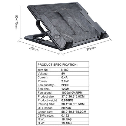 N182 Height Adjustable Laptop Cooling Stand Desktop Notebook Router Fan Cooler Pad