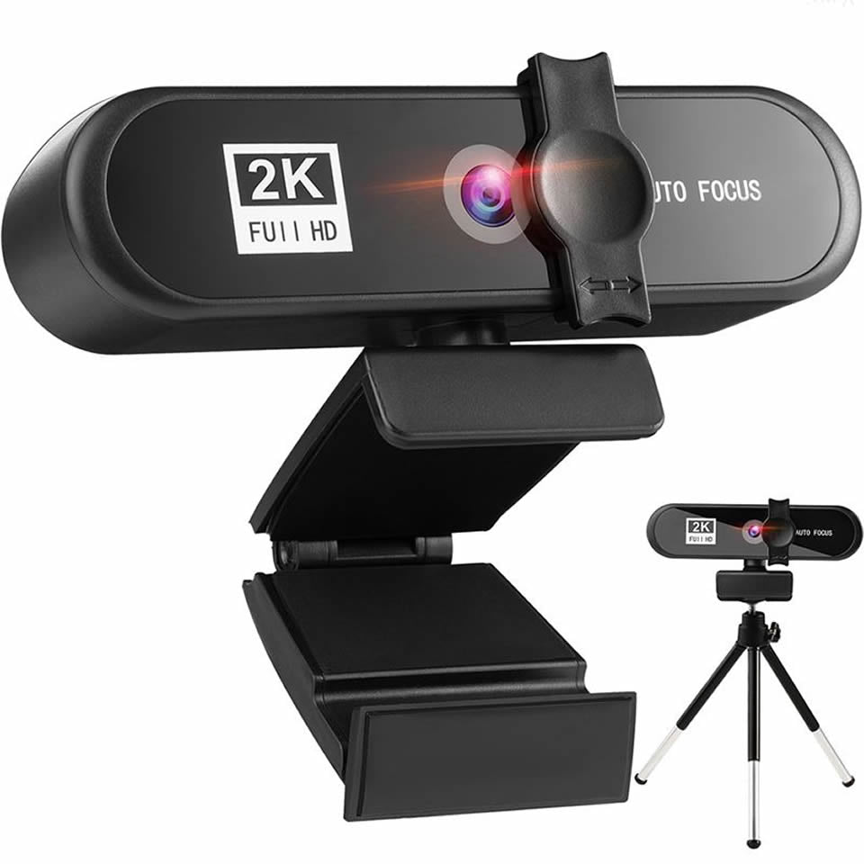 2K Full HD Auto Focus USB Computer Laptop Camera Live Streaming Video Conference Webcam with Built-in Microphone