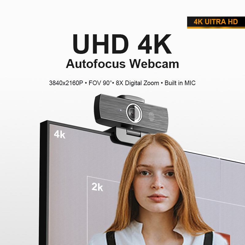 H500 3840*2160p UHD 4K 60FPS Webcam Autofocus Web Camera PC Camera with Microphone