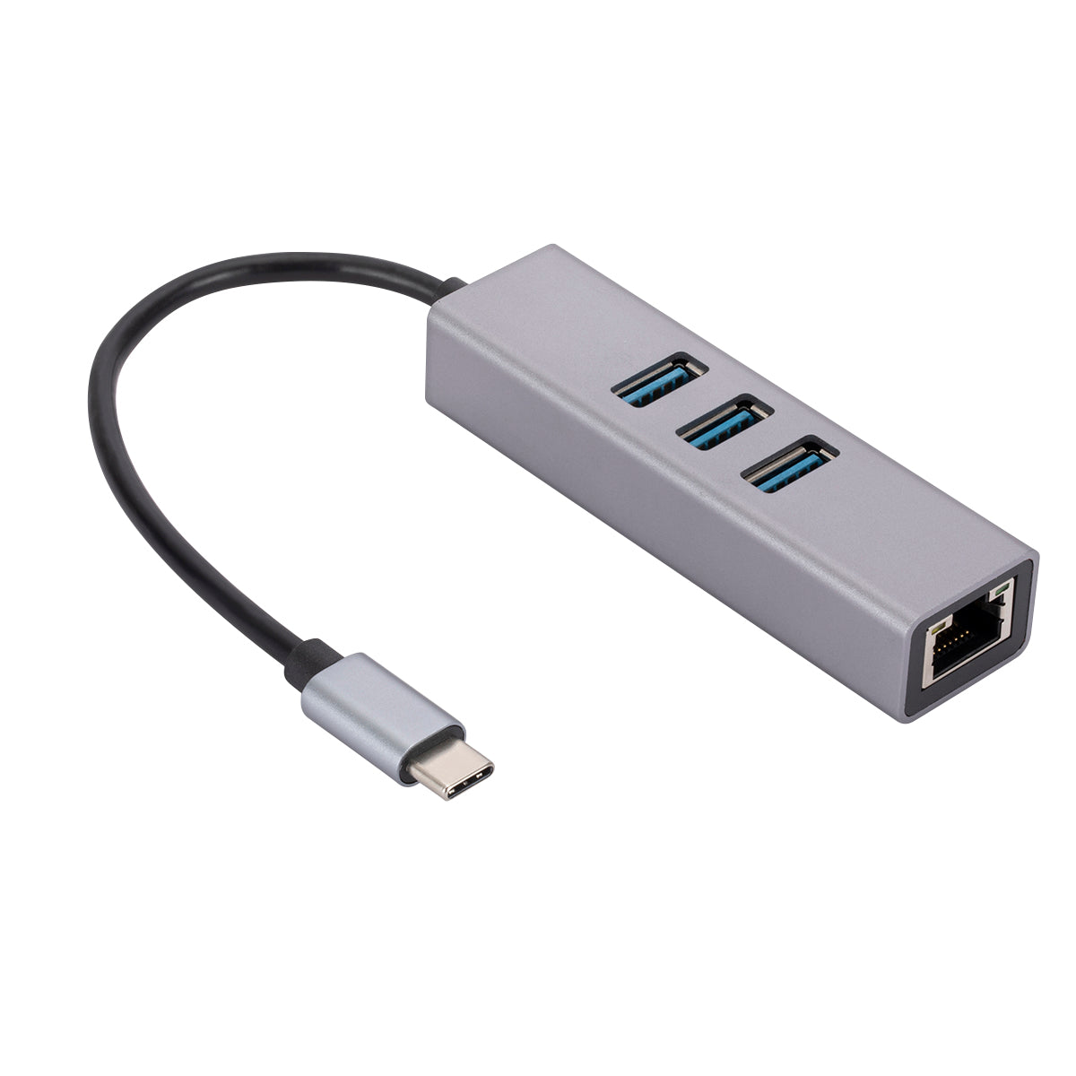 Type C to RJ45 Ethernet Adapter+3xUSB 3.0 Ports, Aluminum Alloy USB 3.0 to RJ45 Gigabit Ethernet LAN Network Convertor