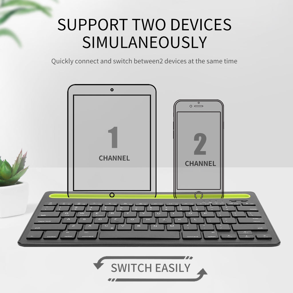 HM-04 Dual-Device Connection Bluetooth Keyboard for IOS Android Windows Phones/Tablets