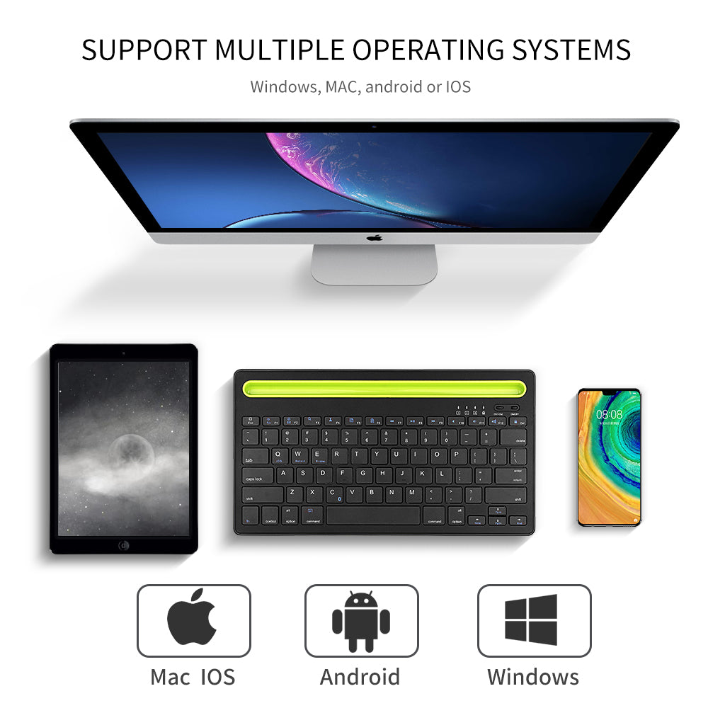 HM-04 Dual-Device Connection Bluetooth Keyboard for IOS Android Windows Phones/Tablets