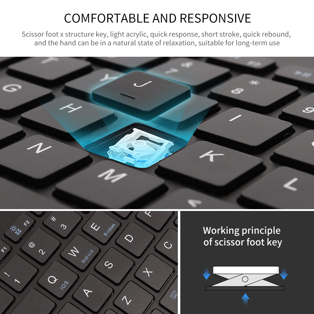 HM-04 Dual-Device Connection Bluetooth Keyboard for IOS Android Windows Phones/Tablets