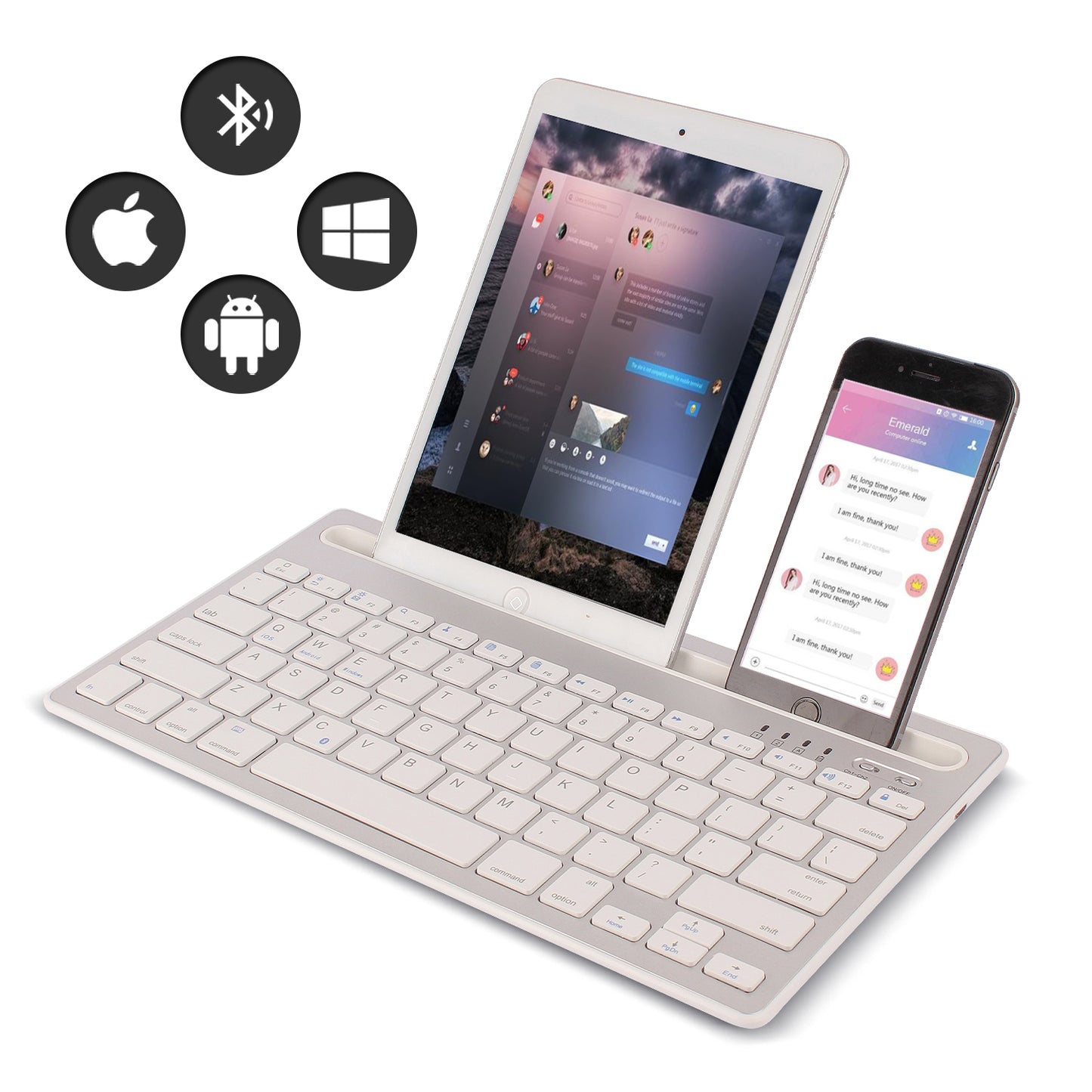 HM-04 Dual-Device Connection Bluetooth Keyboard for IOS Android Windows Phones/Tablets