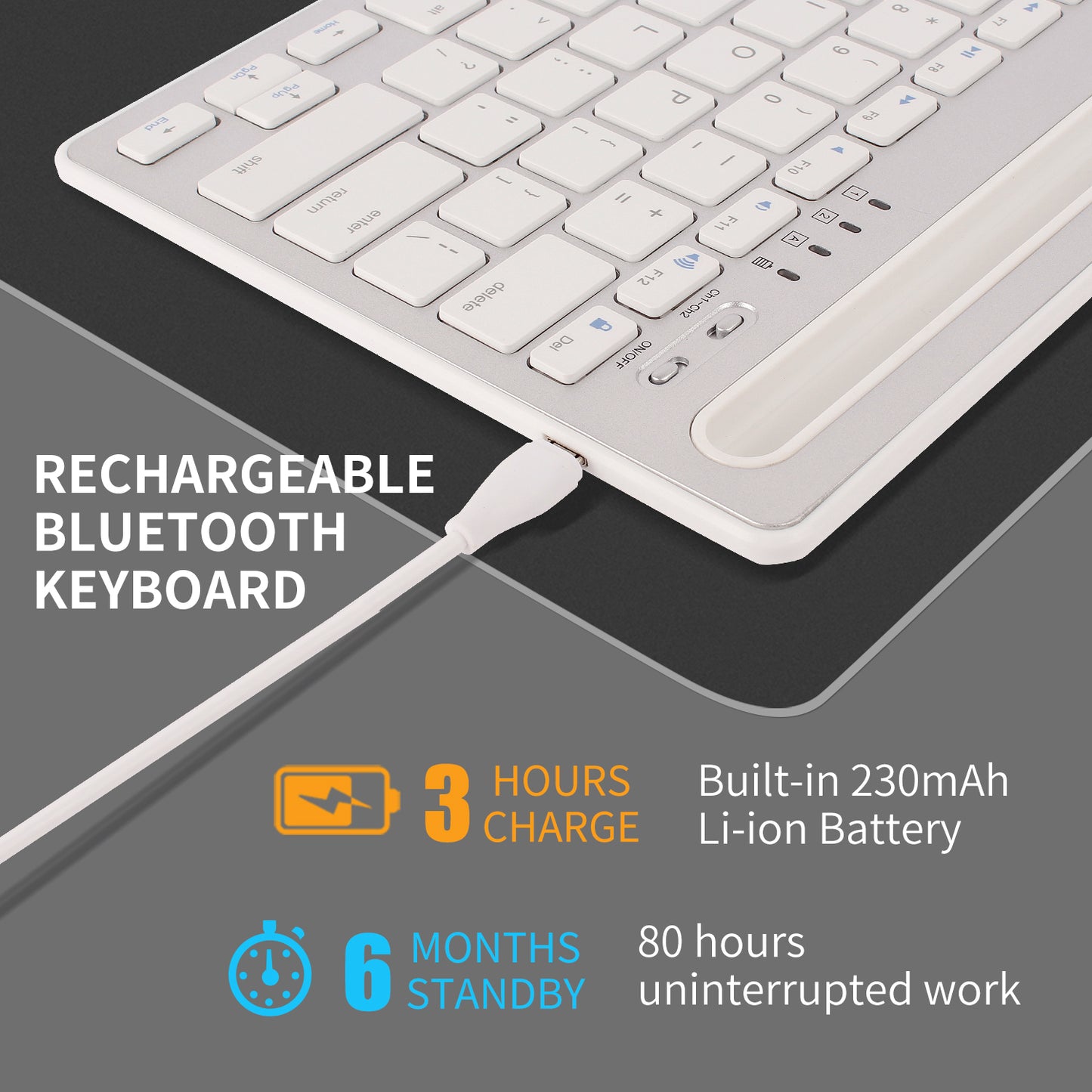HM-04 Dual-Device Connection Bluetooth Keyboard for IOS Android Windows Phones/Tablets