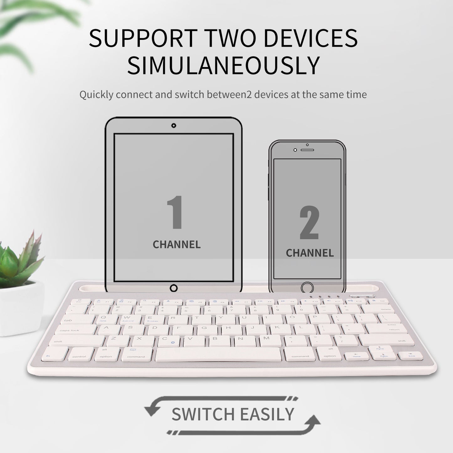HM-04 Dual-Device Connection Bluetooth Keyboard for IOS Android Windows Phones/Tablets