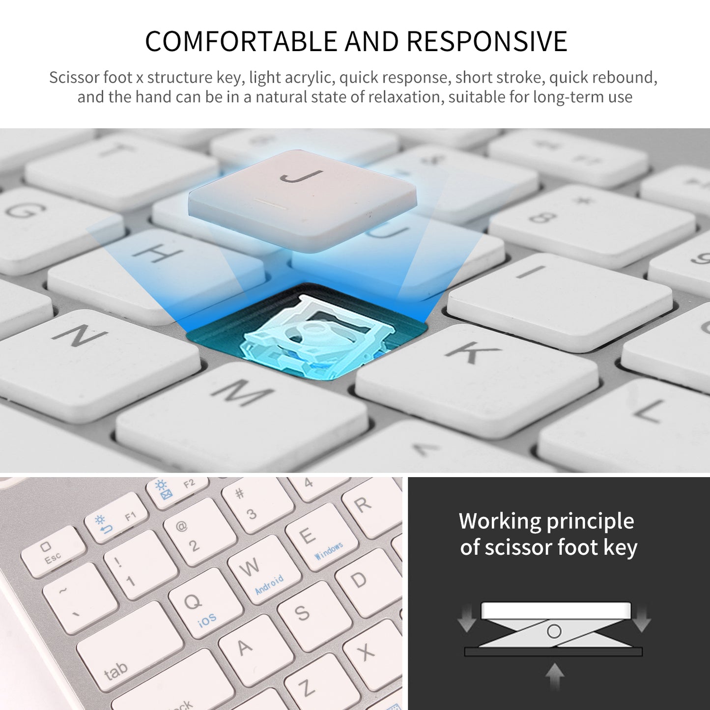 HM-04 Dual-Device Connection Bluetooth Keyboard for IOS Android Windows Phones/Tablets