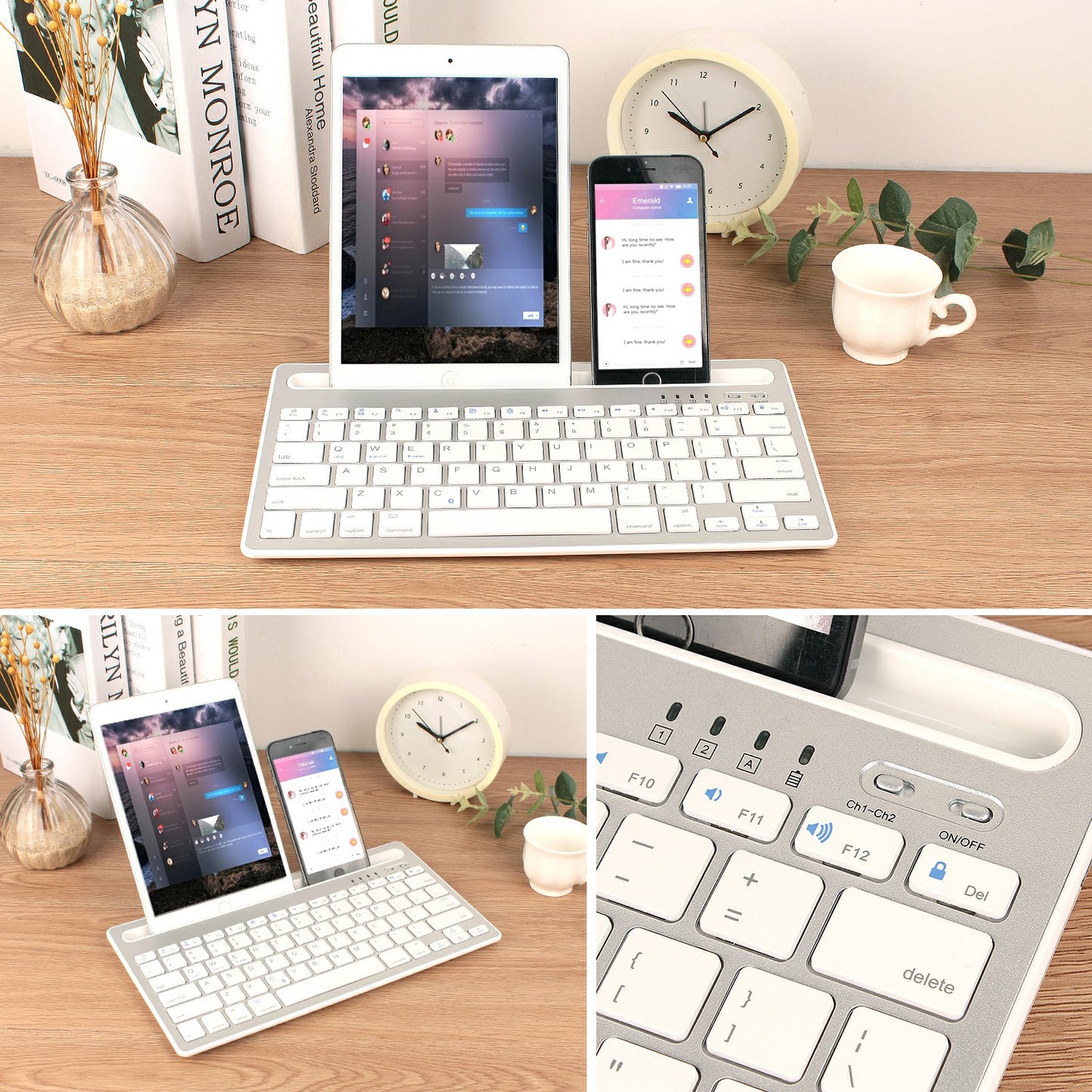 HM-04 Dual-Device Connection Bluetooth Keyboard for IOS Android Windows Phones/Tablets
