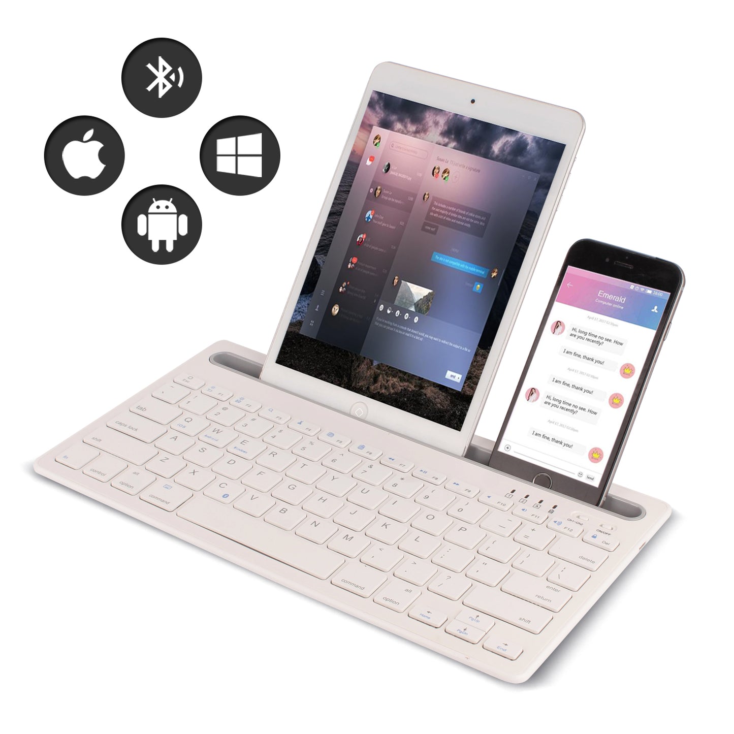 HM-04 Dual-Device Connection Bluetooth Keyboard for IOS Android Windows Phones/Tablets