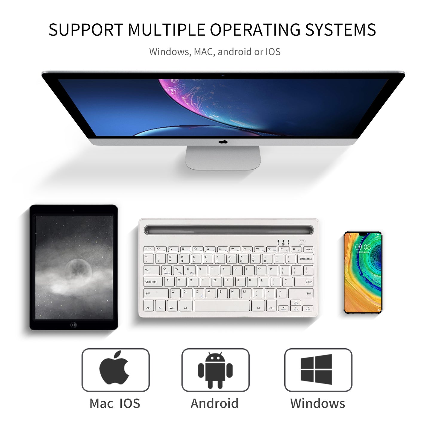 HM-04 Dual-Device Connection Bluetooth Keyboard for IOS Android Windows Phones/Tablets
