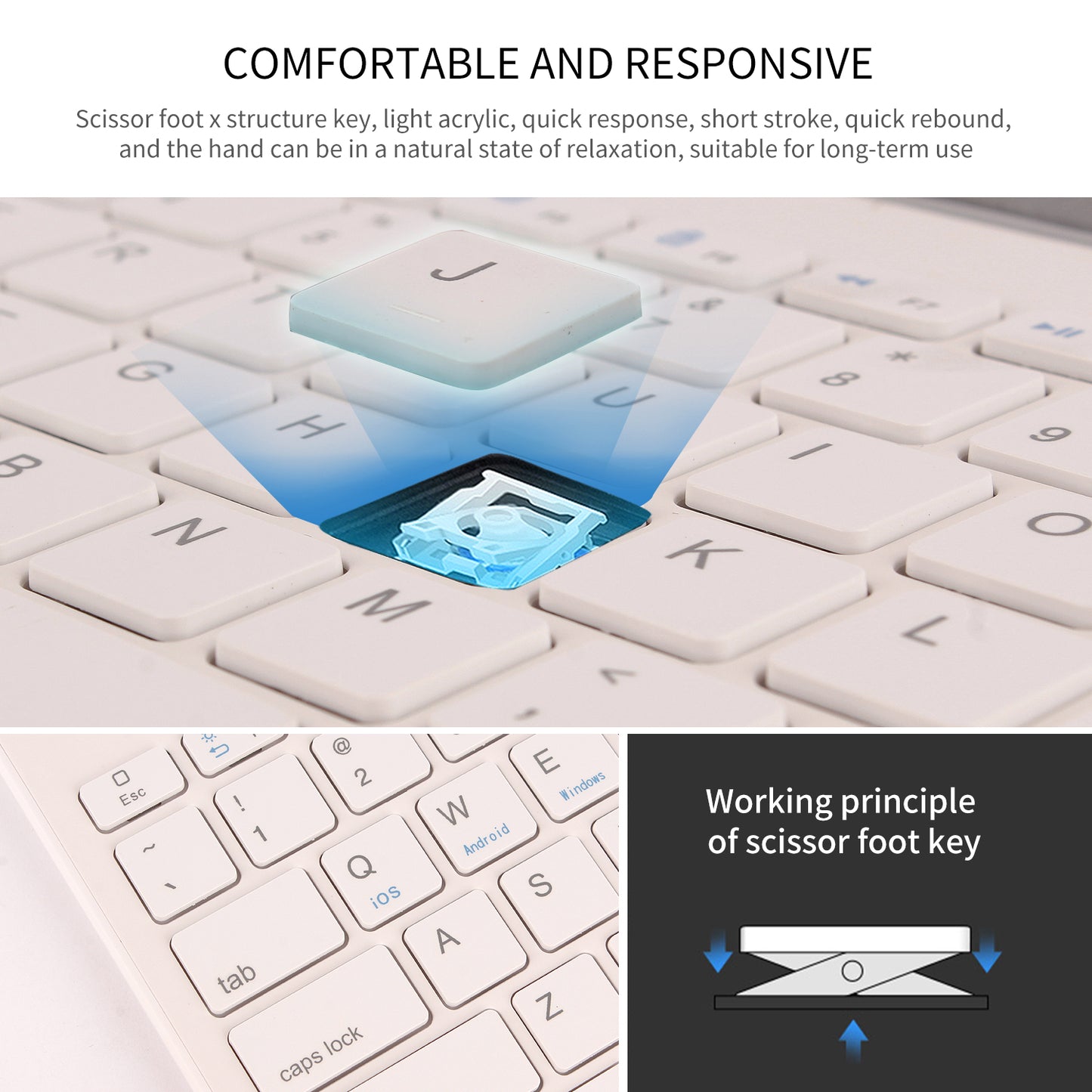 HM-04 Dual-Device Connection Bluetooth Keyboard for IOS Android Windows Phones/Tablets