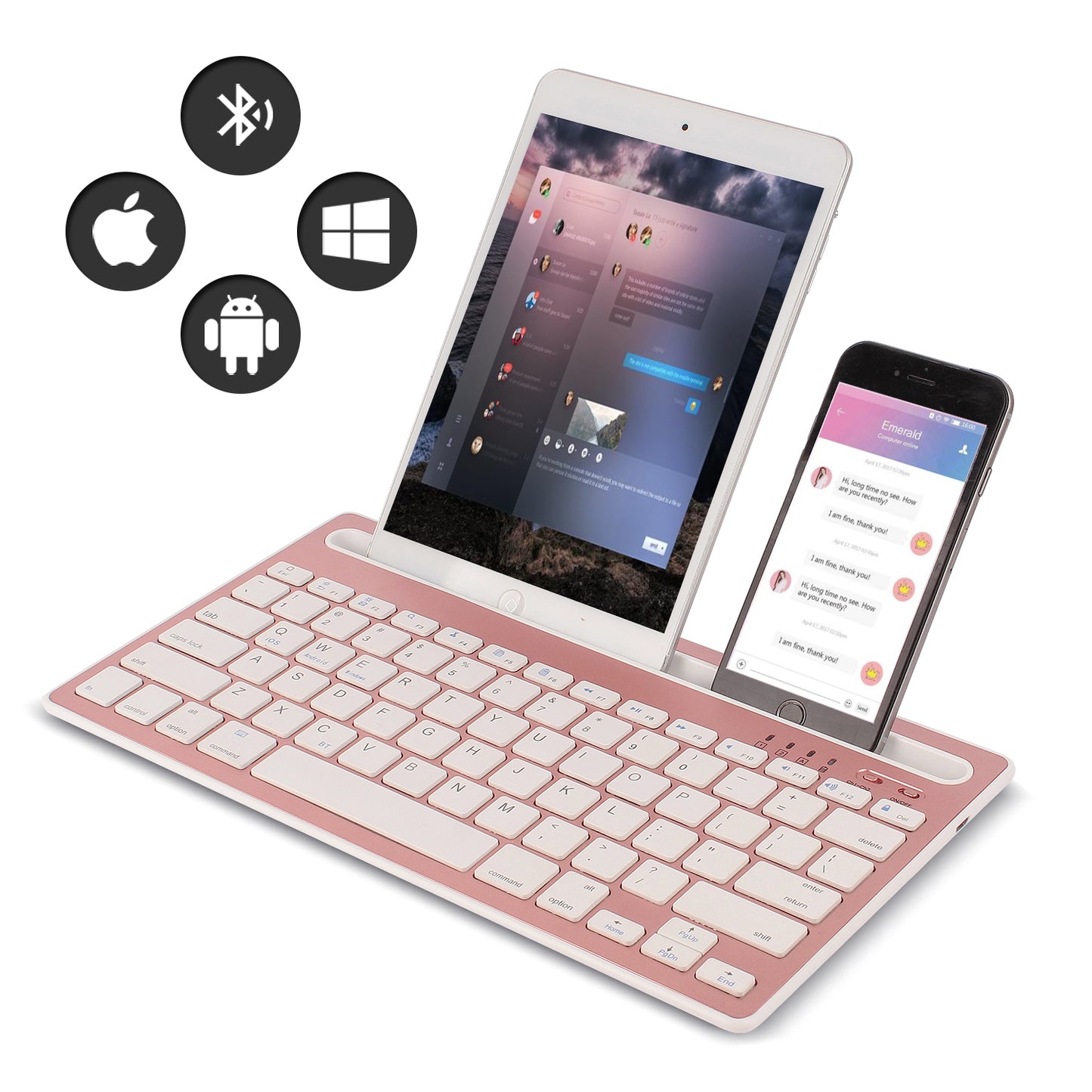 HM-04 Dual-Device Connection Bluetooth Keyboard for IOS Android Windows Phones/Tablets