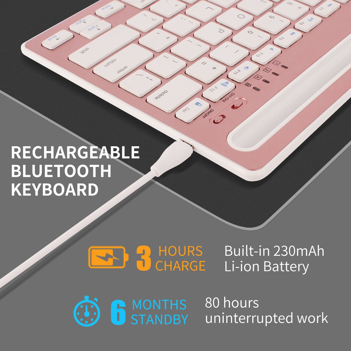 HM-04 Dual-Device Connection Bluetooth Keyboard for IOS Android Windows Phones/Tablets