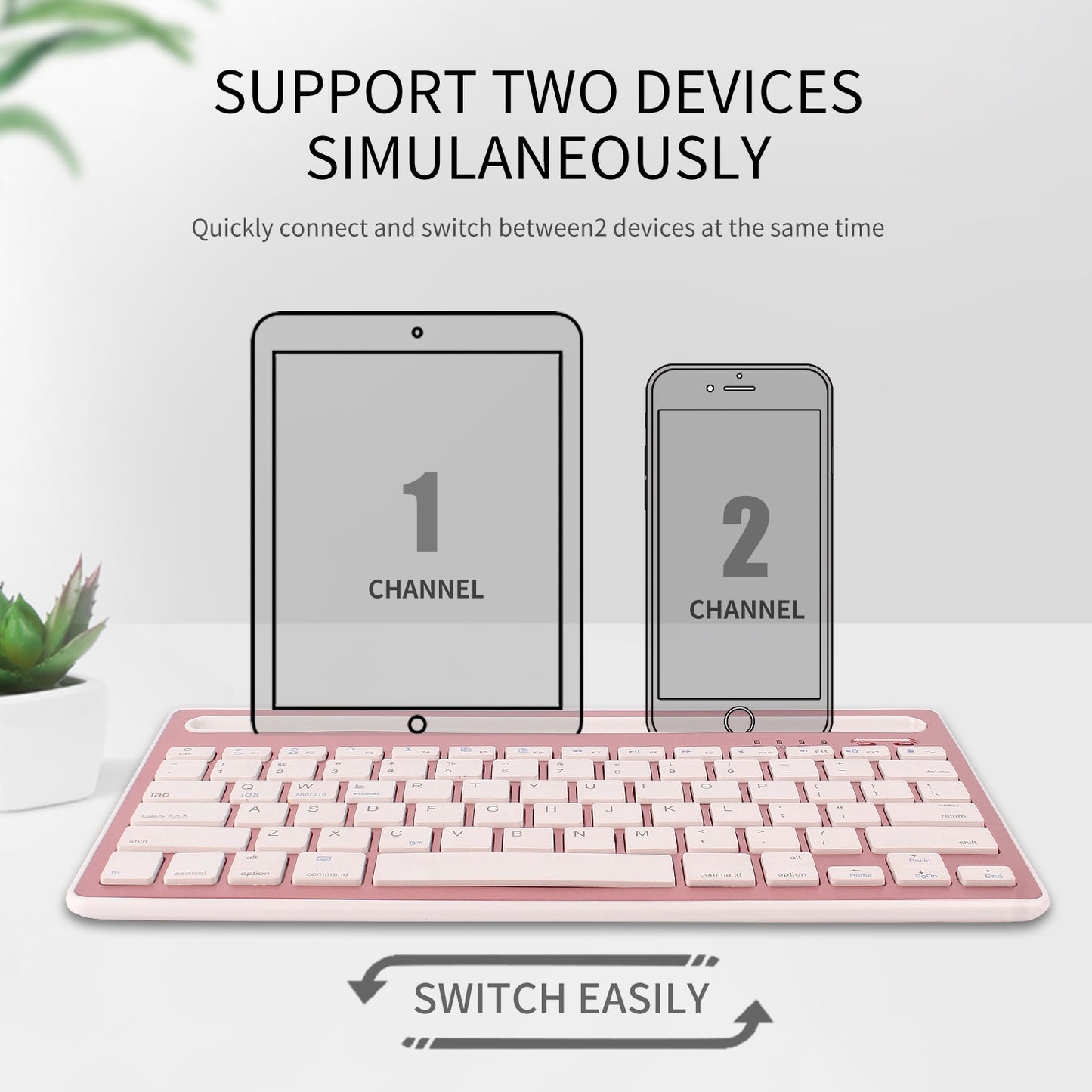 HM-04 Dual-Device Connection Bluetooth Keyboard for IOS Android Windows Phones/Tablets