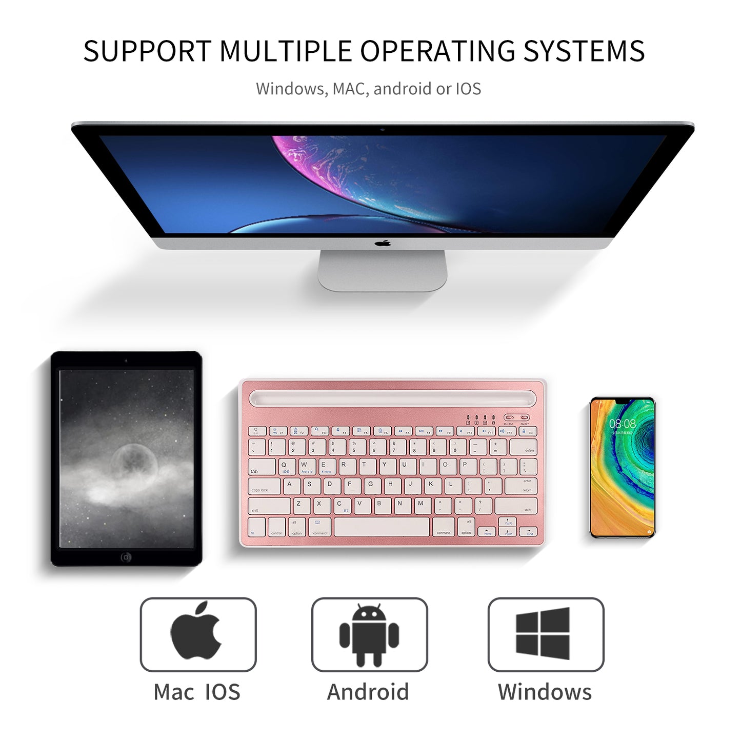 HM-04 Dual-Device Connection Bluetooth Keyboard for IOS Android Windows Phones/Tablets