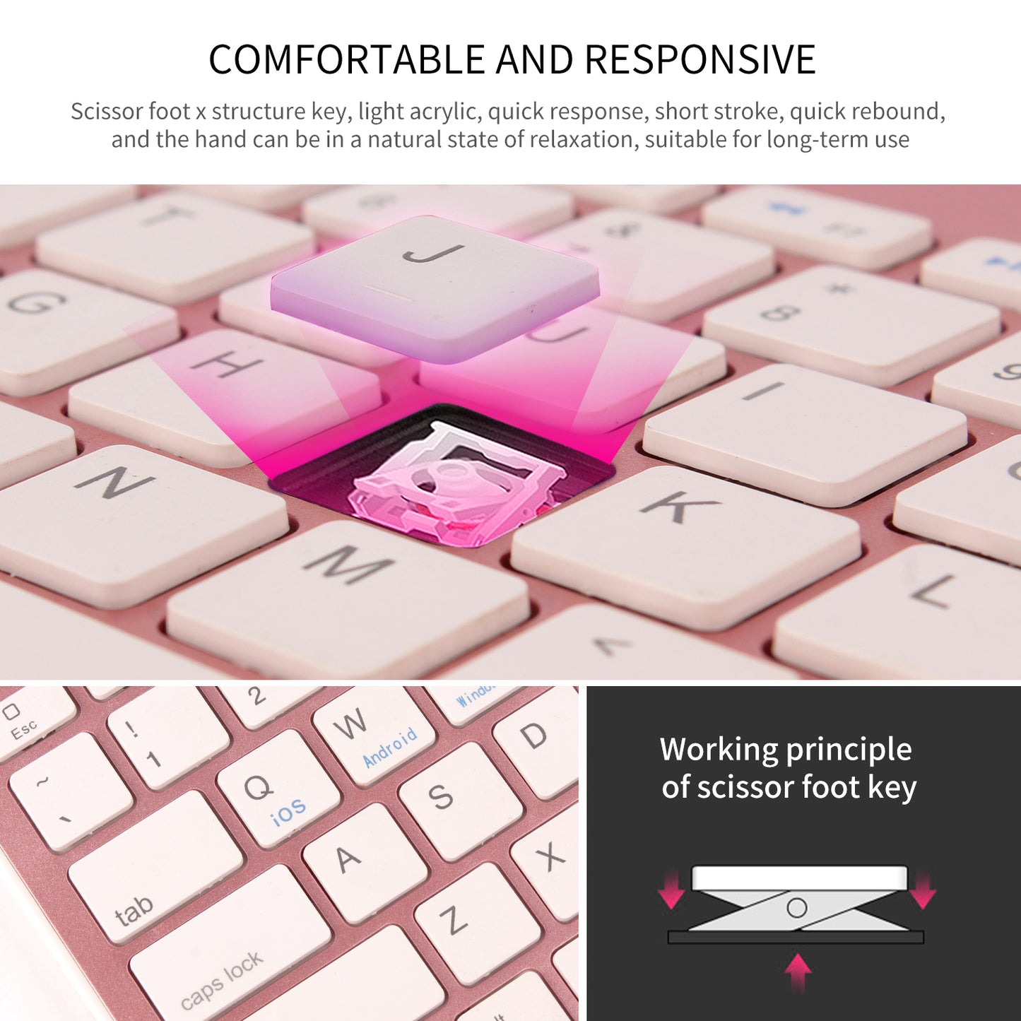 HM-04 Dual-Device Connection Bluetooth Keyboard for IOS Android Windows Phones/Tablets