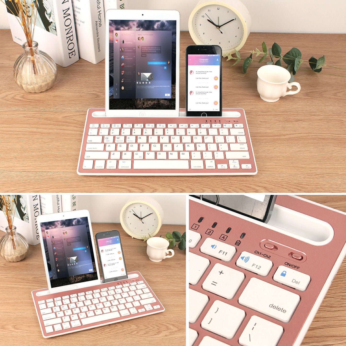 HM-04 Dual-Device Connection Bluetooth Keyboard for IOS Android Windows Phones/Tablets