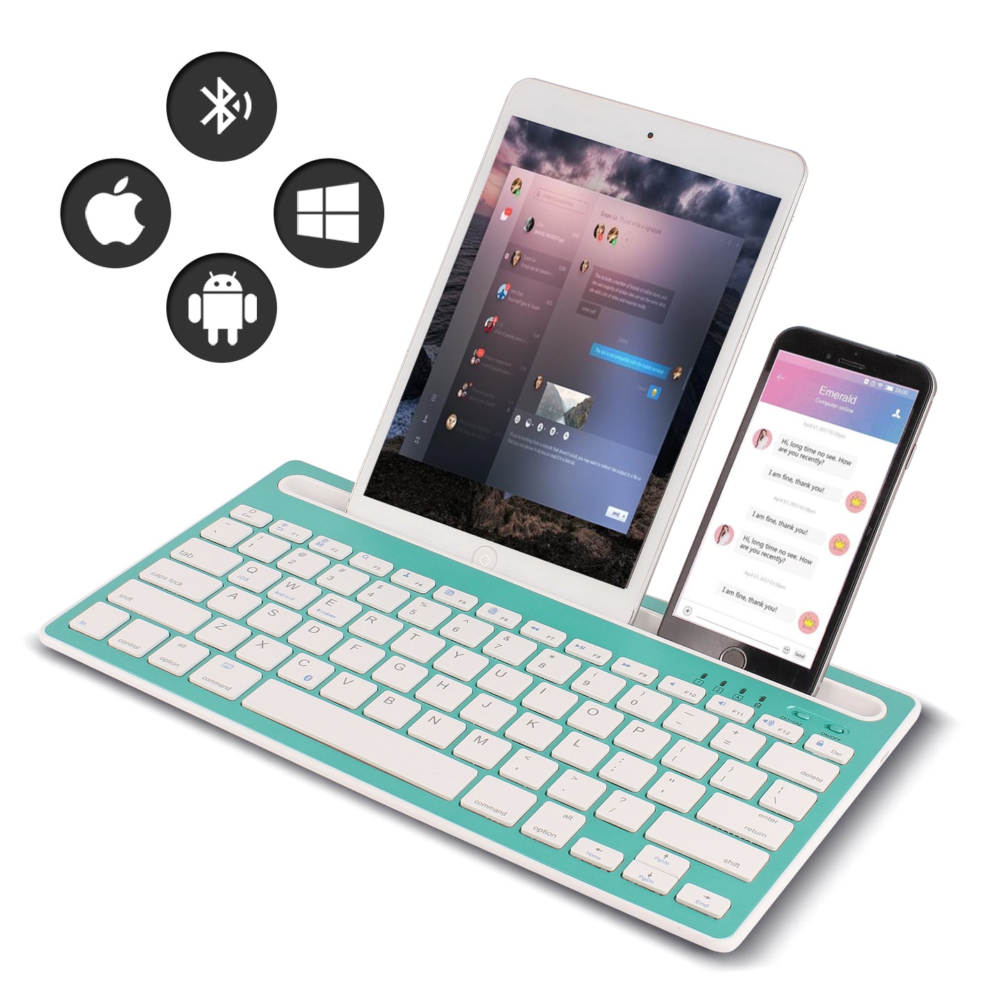 HM-04 Dual-Device Connection Bluetooth Keyboard for IOS Android Windows Phones/Tablets