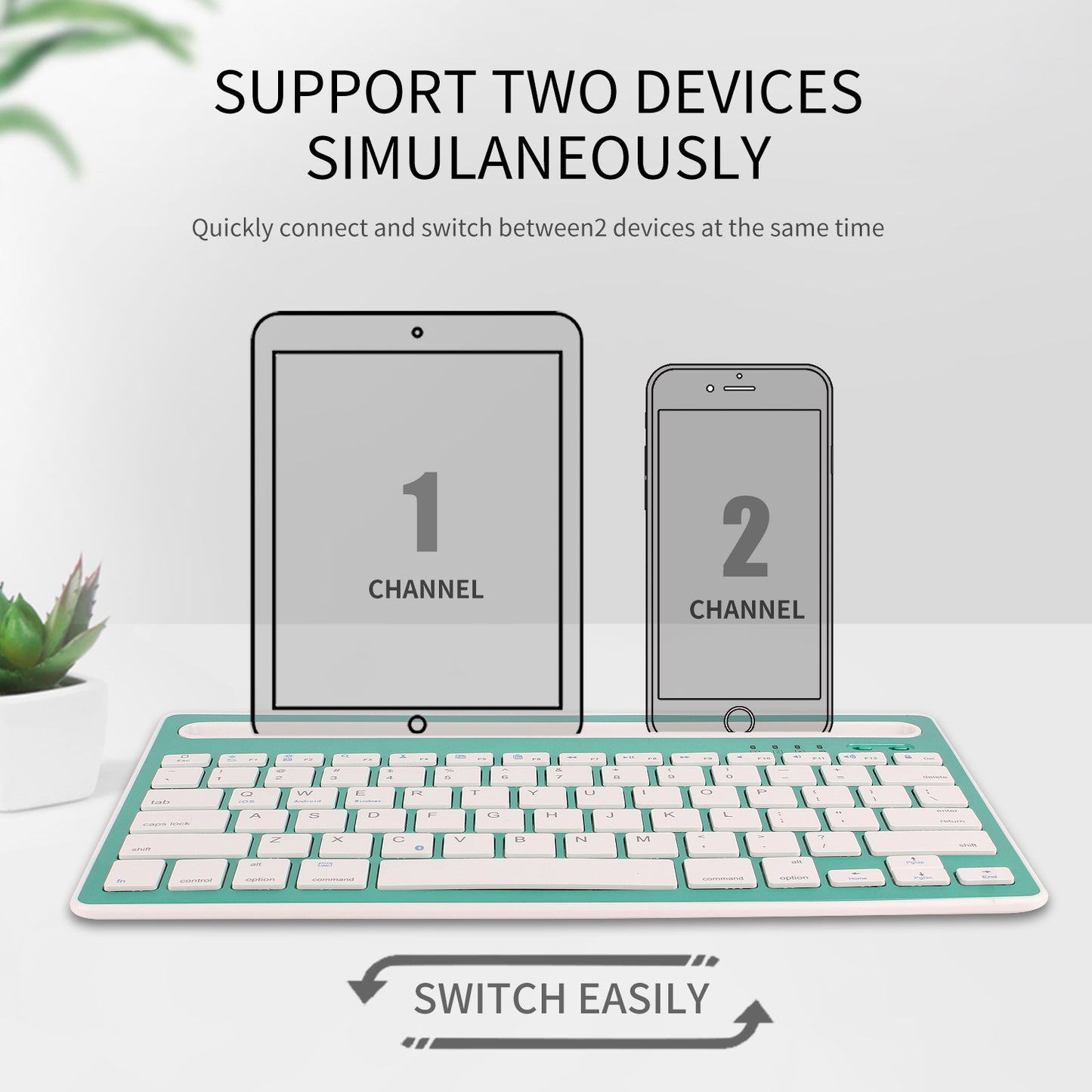 HM-04 Dual-Device Connection Bluetooth Keyboard for IOS Android Windows Phones/Tablets