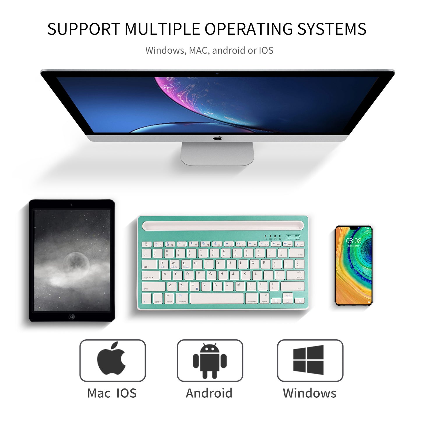 HM-04 Dual-Device Connection Bluetooth Keyboard for IOS Android Windows Phones/Tablets