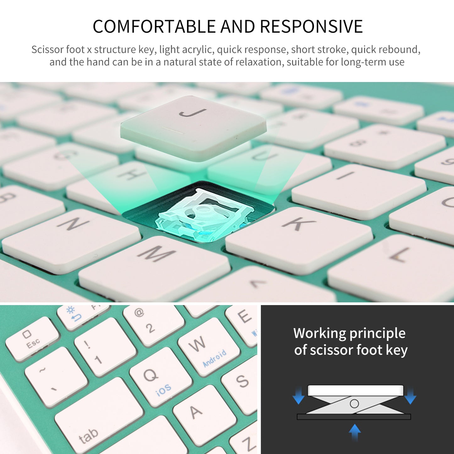 HM-04 Dual-Device Connection Bluetooth Keyboard for IOS Android Windows Phones/Tablets
