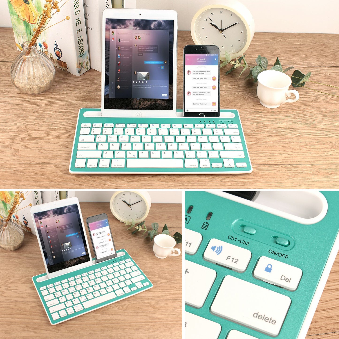 HM-04 Dual-Device Connection Bluetooth Keyboard for IOS Android Windows Phones/Tablets