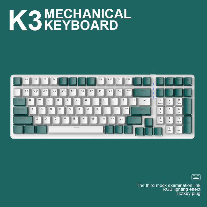 FREE WOLF K3 Mechanical Keyboard 100-Key Gaming Keyboard with Colorful Light Effects for Office Home Computers Laptops