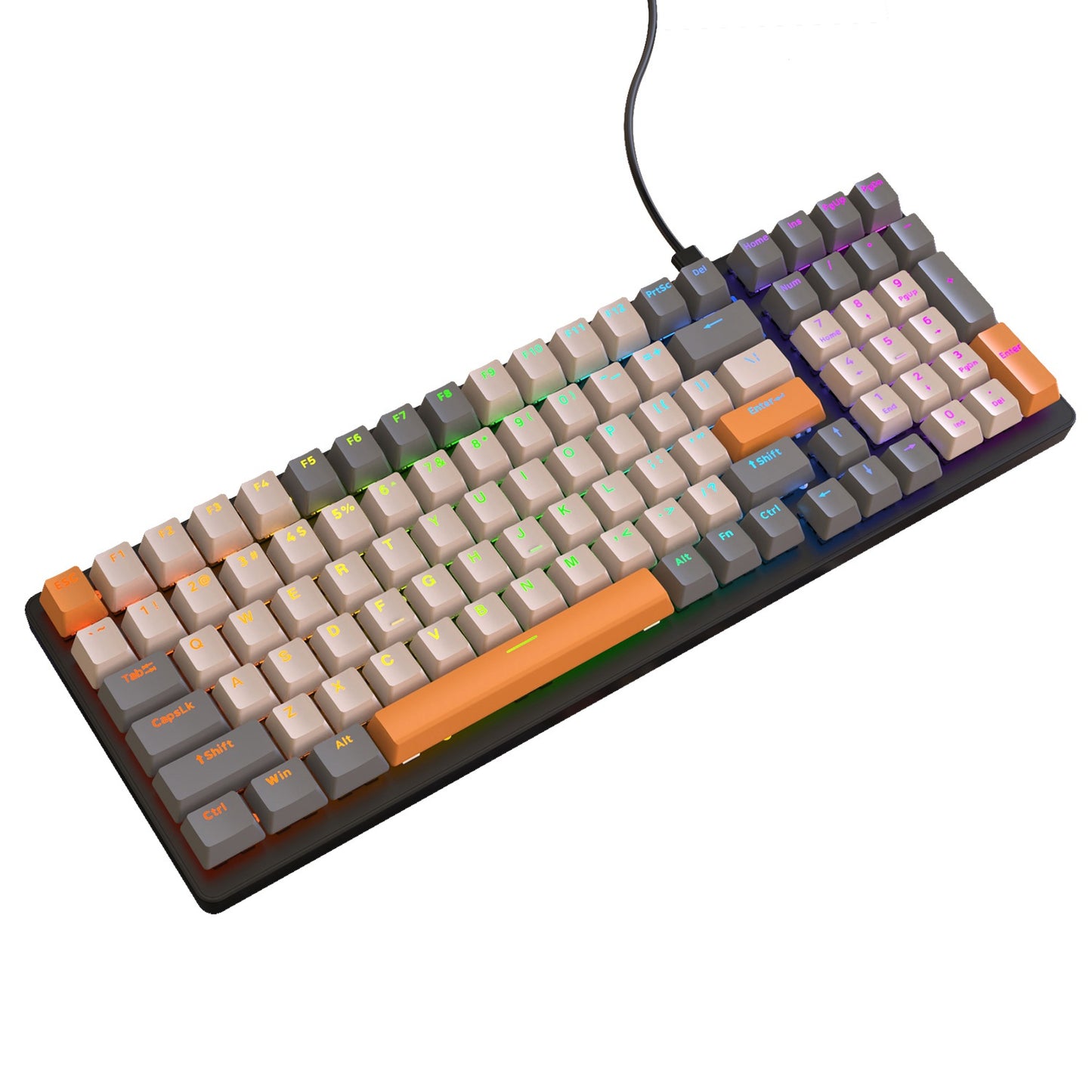 FREE WOLF K3 Mechanical Keyboard 100-Key Gaming Keyboard with Colorful Light Effects for Office Home Computers Laptops