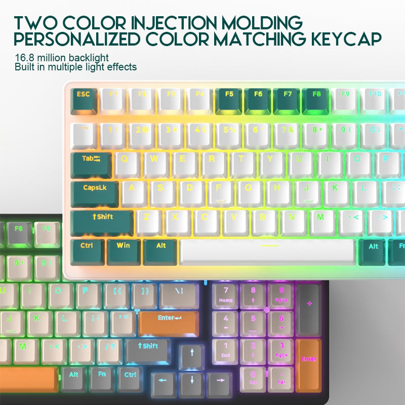 FREE WOLF K3 Mechanical Keyboard 100-Key Gaming Keyboard with Colorful Light Effects for Office Home Computers Laptops