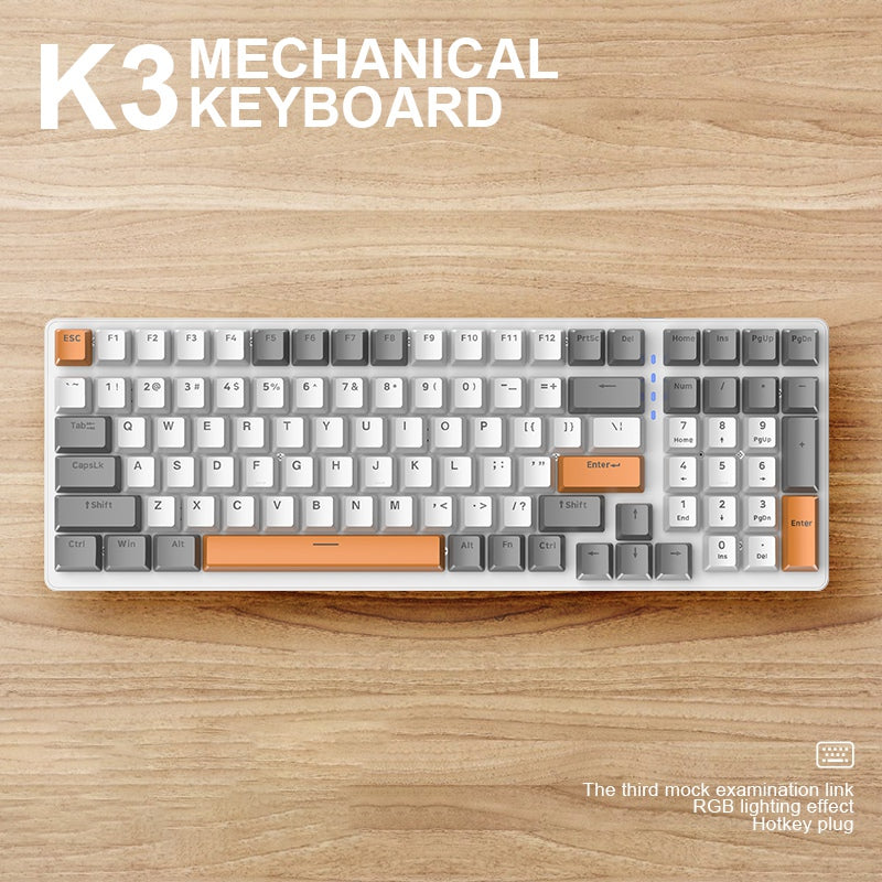 FREE WOLF K3 Mechanical Keyboard 100-Key Gaming Keyboard with Colorful Light Effects for Office Home Computers Laptops