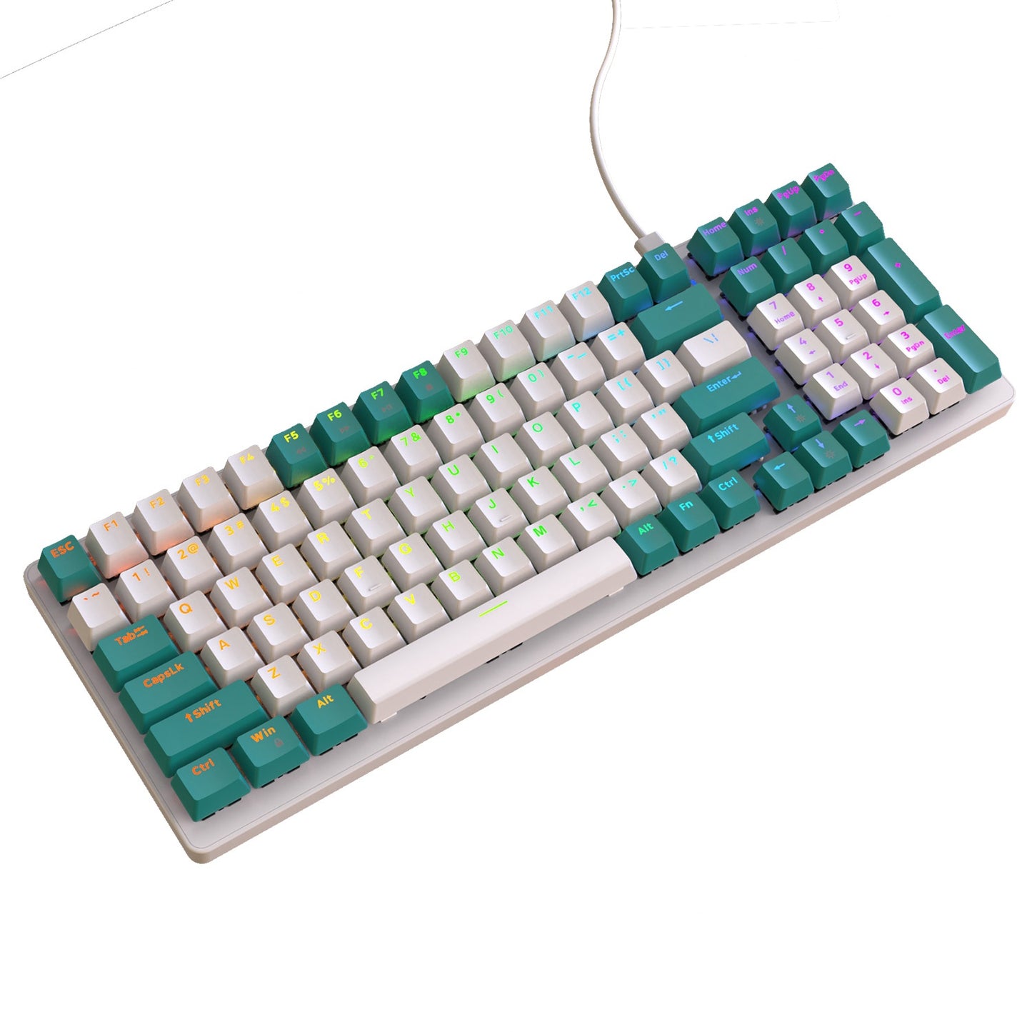 FREE WOLF K3 Mechanical Keyboard 100-Key Gaming Keyboard with Colorful Light Effects for Office Home Computers Laptops