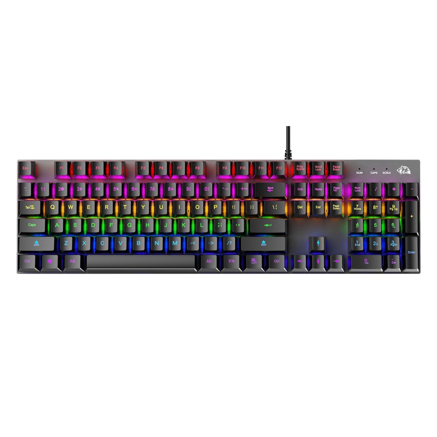 FREE WOLF K1 104 Keys Full Size Mechanical Gaming Keyboard RGB Backlit USB Keyboard for PC Gamer Laptop