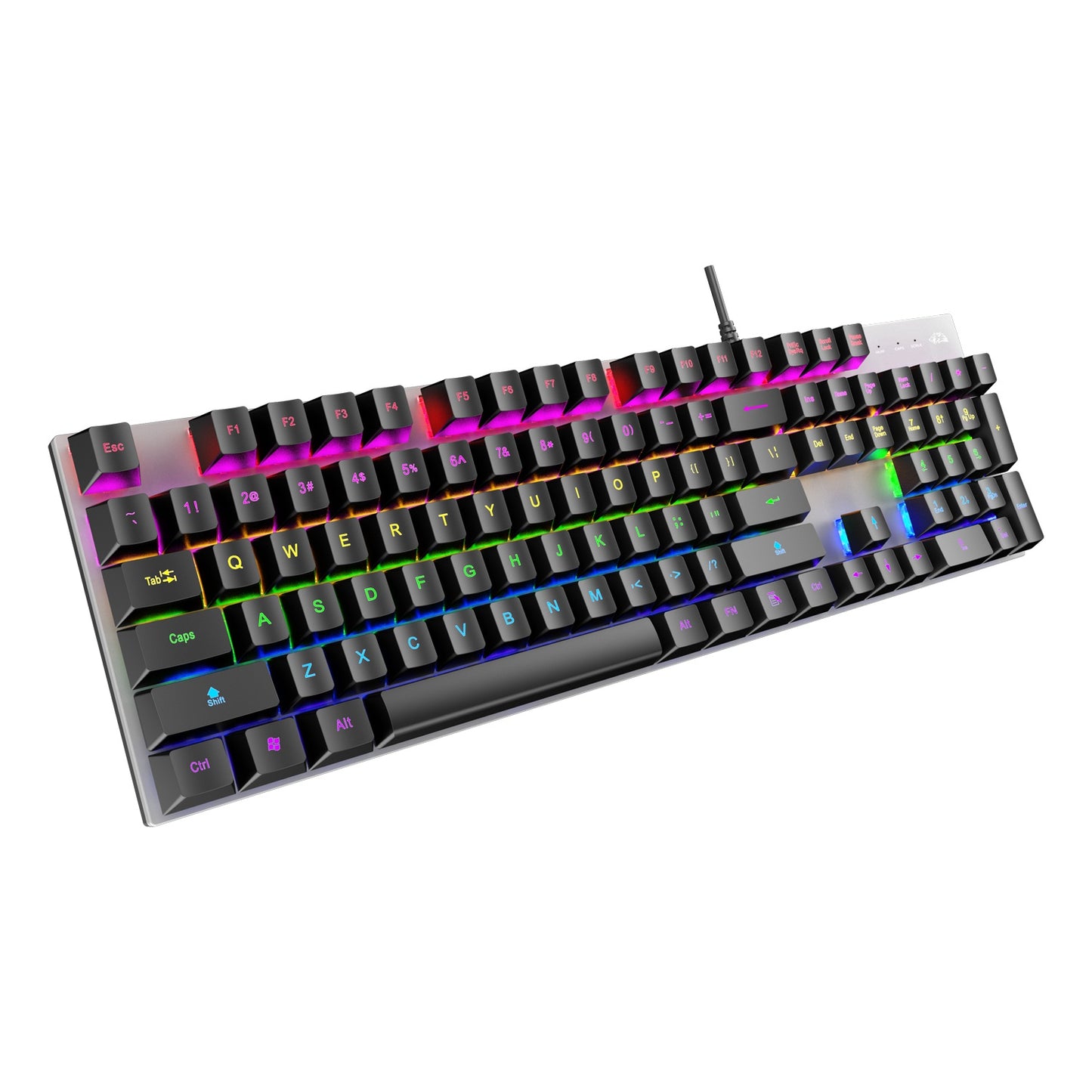 FREE WOLF K1 104 Keys Full Size Mechanical Gaming Keyboard RGB Backlit USB Keyboard for PC Gamer Laptop