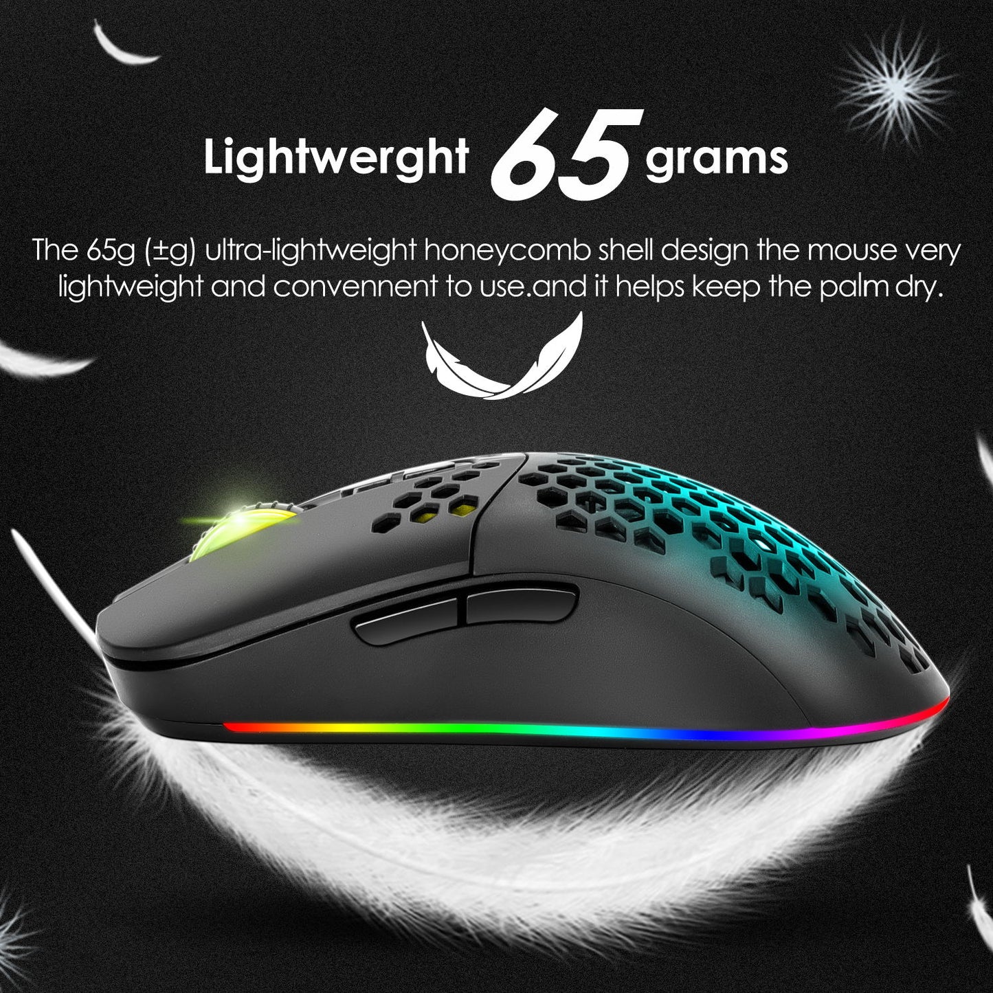 2.4G Bluetooth Dual Mode Honeycomb Shell Wireless Mouse with RGB Backlit for Laptop PC Computer