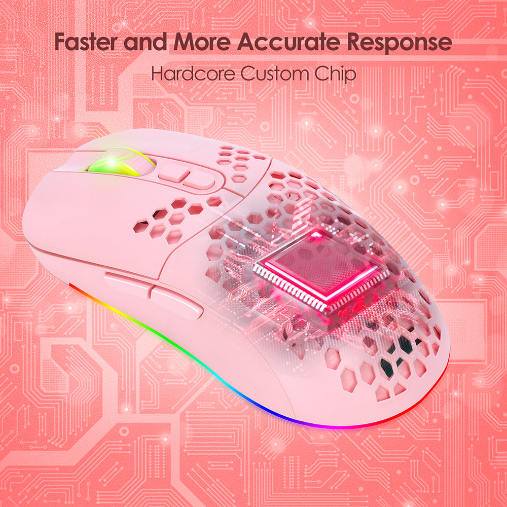 2.4G Bluetooth Dual Mode Honeycomb Shell Wireless Mouse with RGB Backlit for Laptop PC Computer