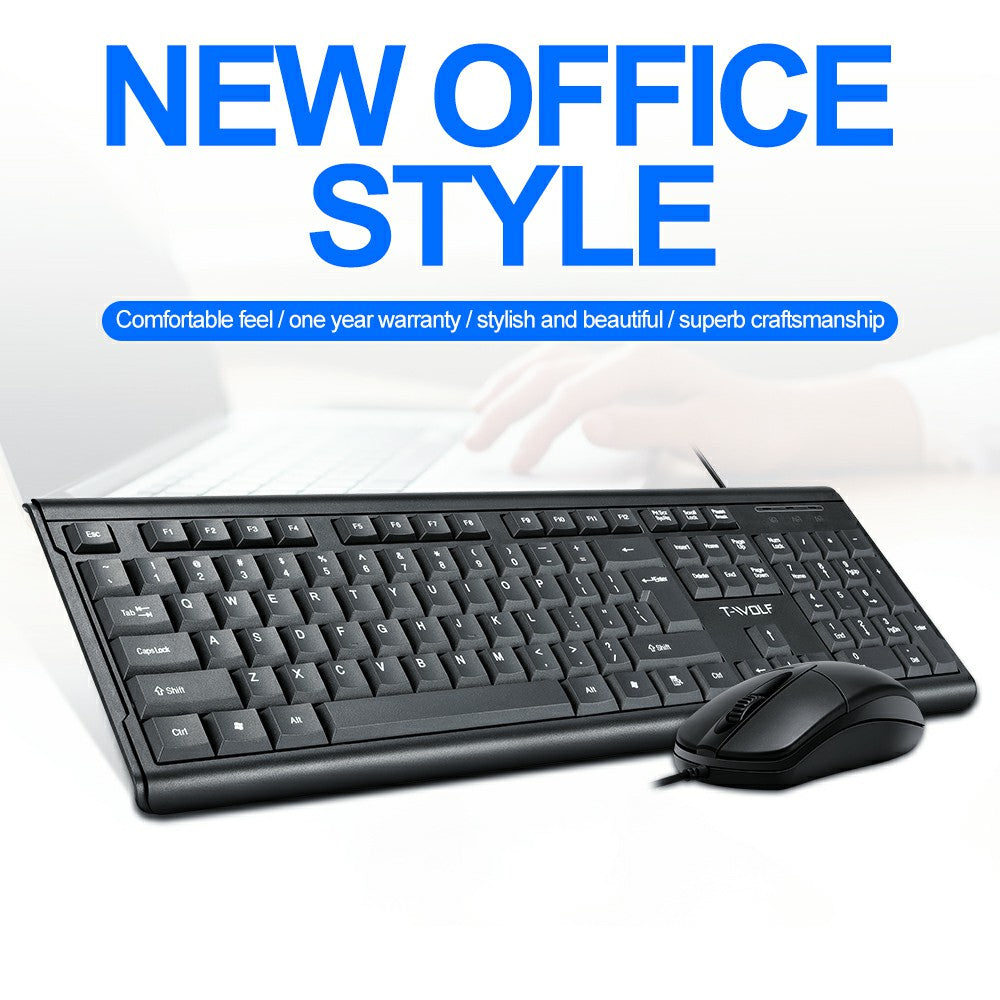 USB Port Business Classic Computer Wired Keyboard and Mouse Set