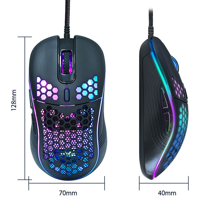 GM86 Lightweight Honeycomb Shell Wired Mouse 6-Key USB Gaming Mouse with Colorful Breathing Lights