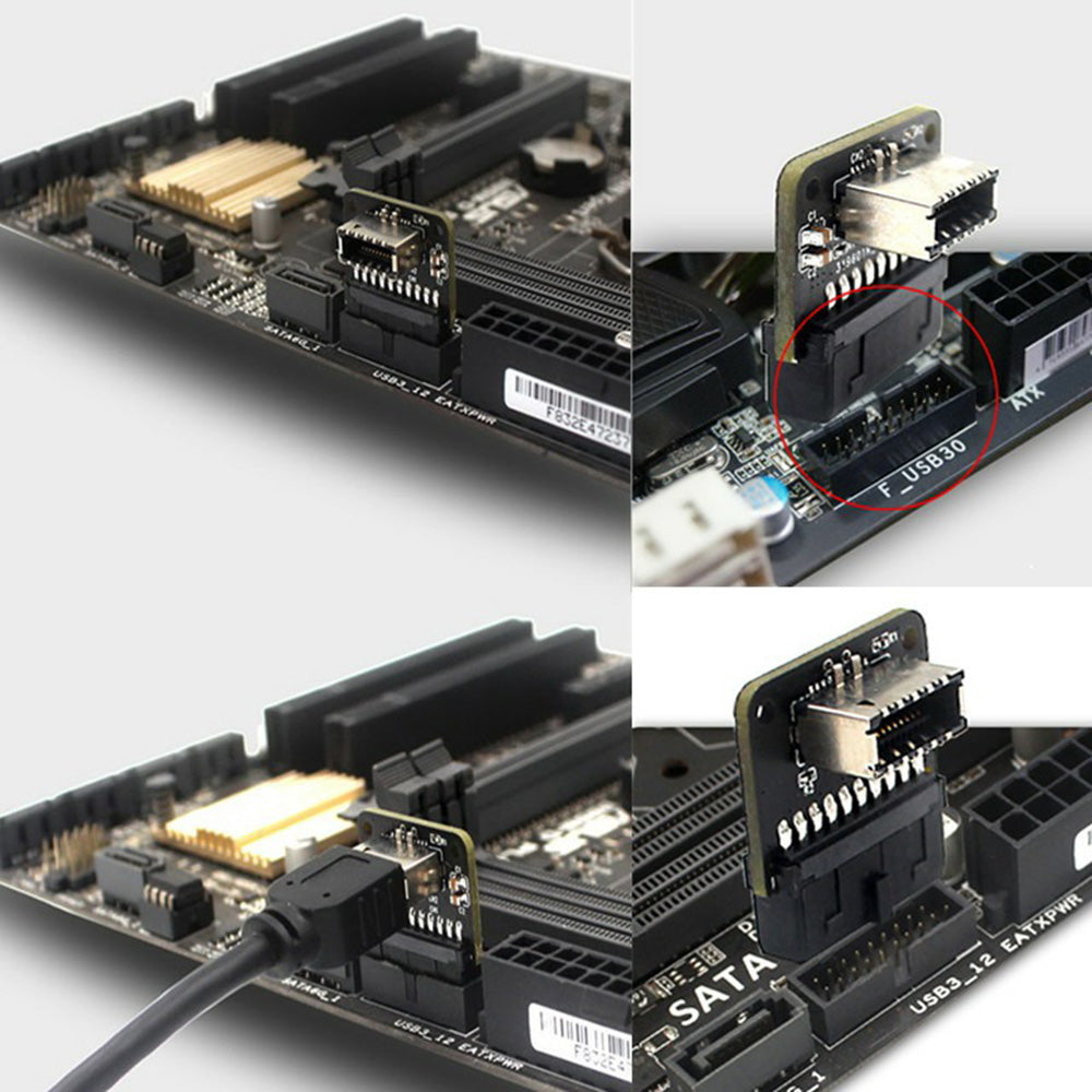PH73B USB 3.0 19P/20P to Type-E 90 Degree Adapter Chassis Back Rear Type-C Plug-in Port for Computer Motherboard