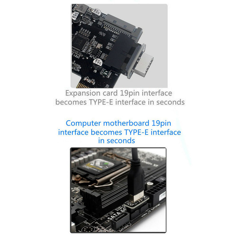 PH73S USB3.0 19P/20P to Type-E Vertical Motherboard Adapter Chassis Front Type-C Plug-in Port