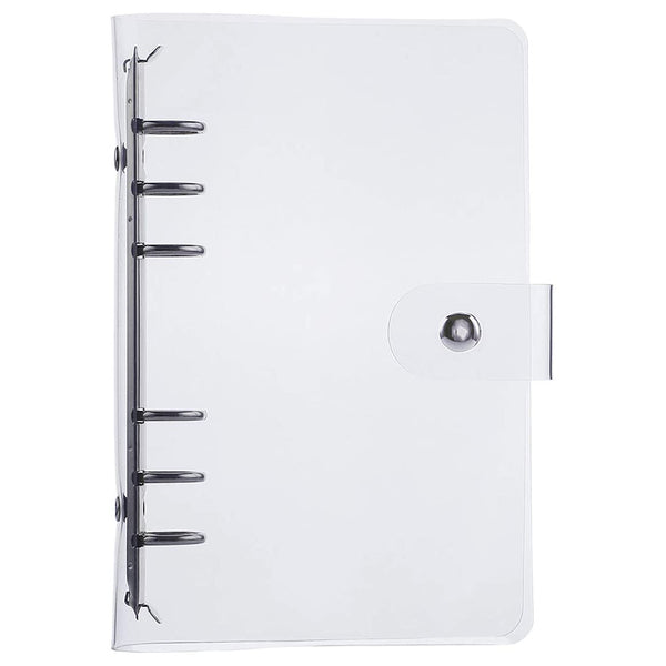 Clear PVC A6 Refillable Binder Cover 6-Ring Personal Notebook Budget Binder Cover for Cash Envelopes and Binder Pockets
