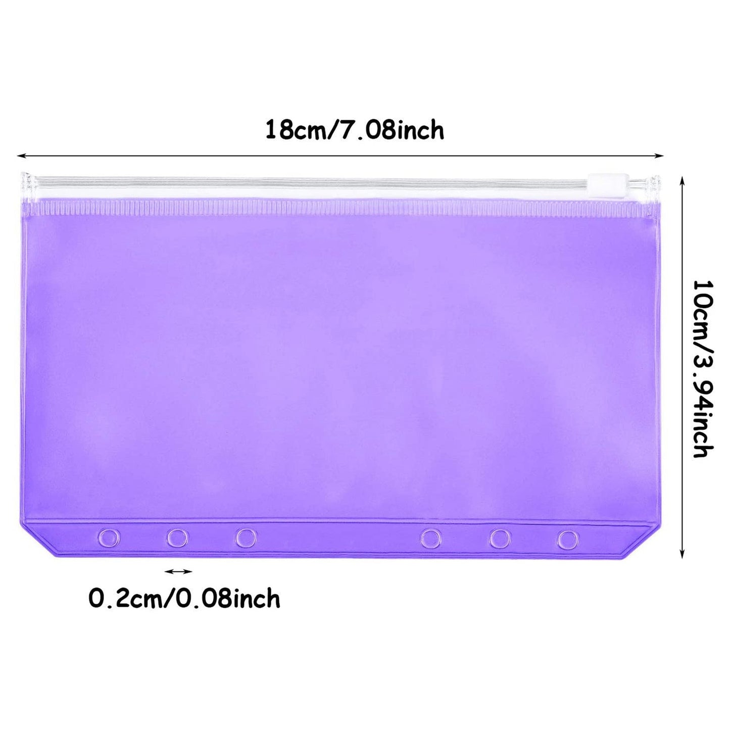 12PCS A6 Size Binder Pockets Purple Zipper Folders Waterproof PVC Pouch Document Bill Bags Storage Bags for 6-Ring Binder
