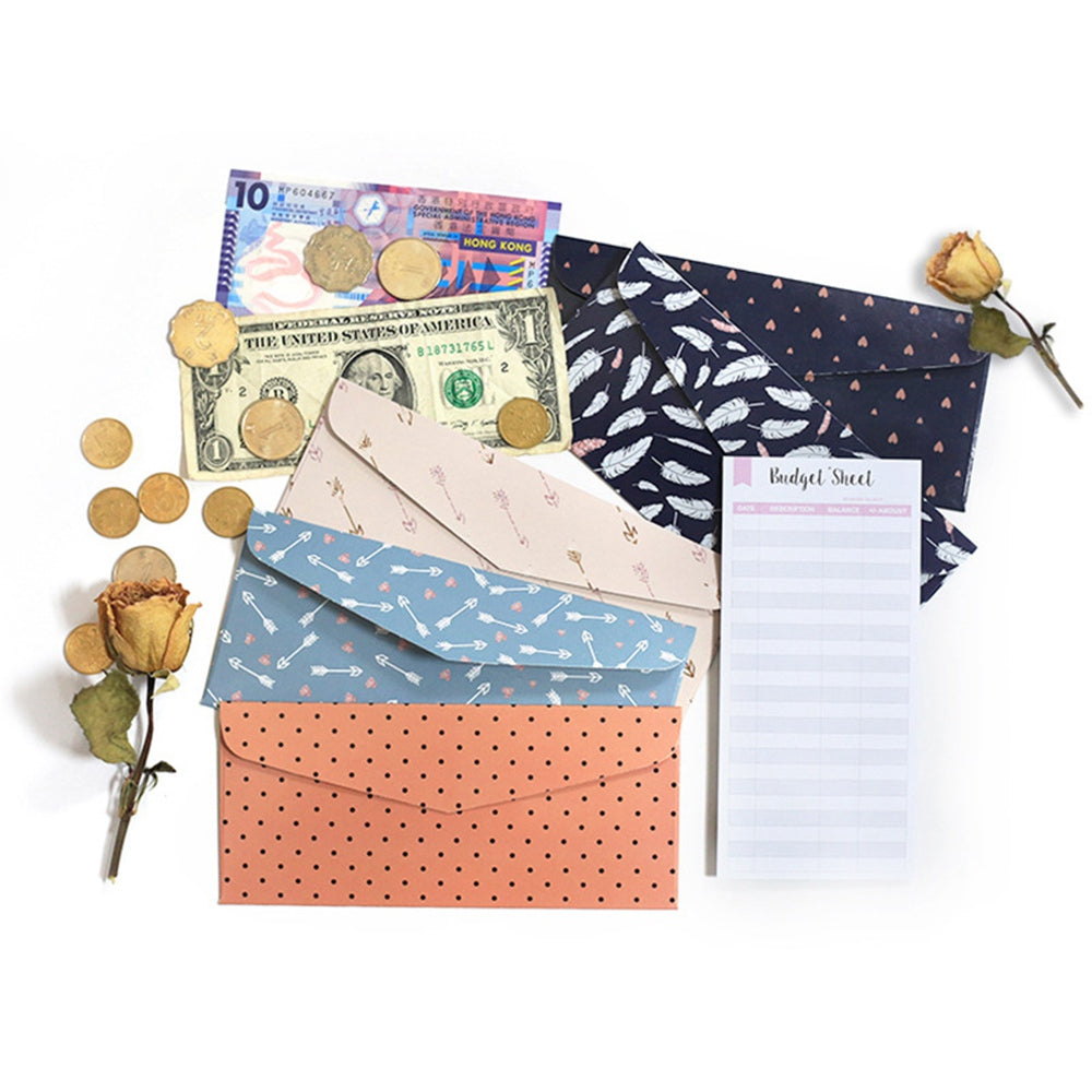 12PCS Budget Envelopes Creative Cash Envelope System Budget Tracking Sheets Label Stickers for Cash Savings