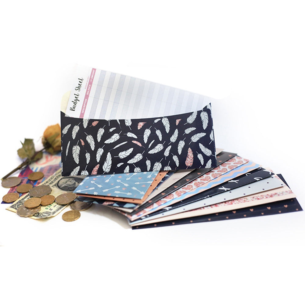 12PCS Budget Envelopes Creative Cash Envelope System Budget Tracking Sheets Label Stickers for Cash Savings