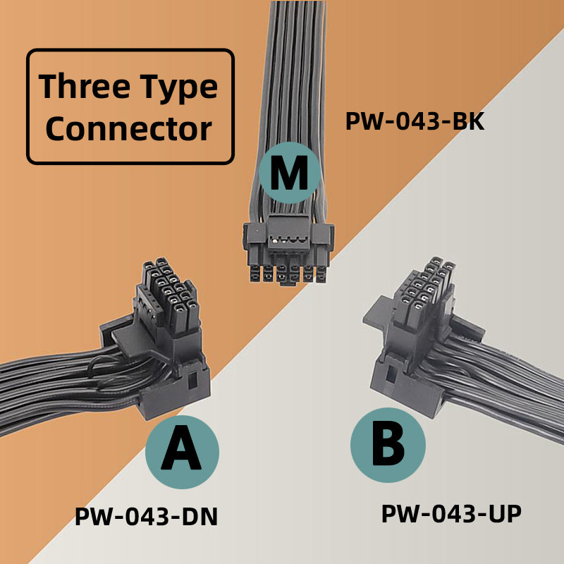 PW-043-DN 12VHPWR ATX3.0 PCI-E 5.0 Power Modular Down Angled Extension Cable for 3080 3090TI PSU 16Pin 12+4P Graphics Card