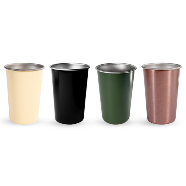 4PCS Camping Mug Stainless Steel 350ML Portable Stackable Outdoor Hiking Coffee Drinks Cup Size: L (BPA-free, No FDA Certification)