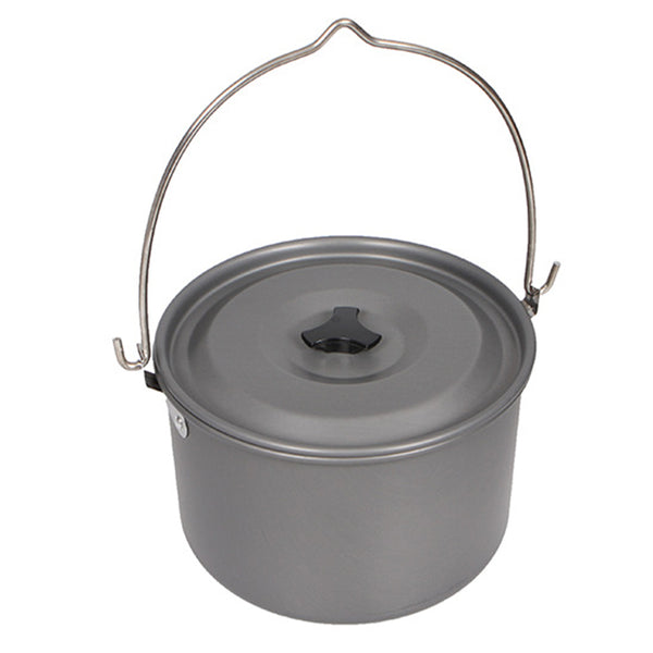 HALIN 4.2L Large Camping Pot Portable Hanging Pot with Lid for 6-8 People Hiking Backpacking (BPA-free, No FDA Certified)