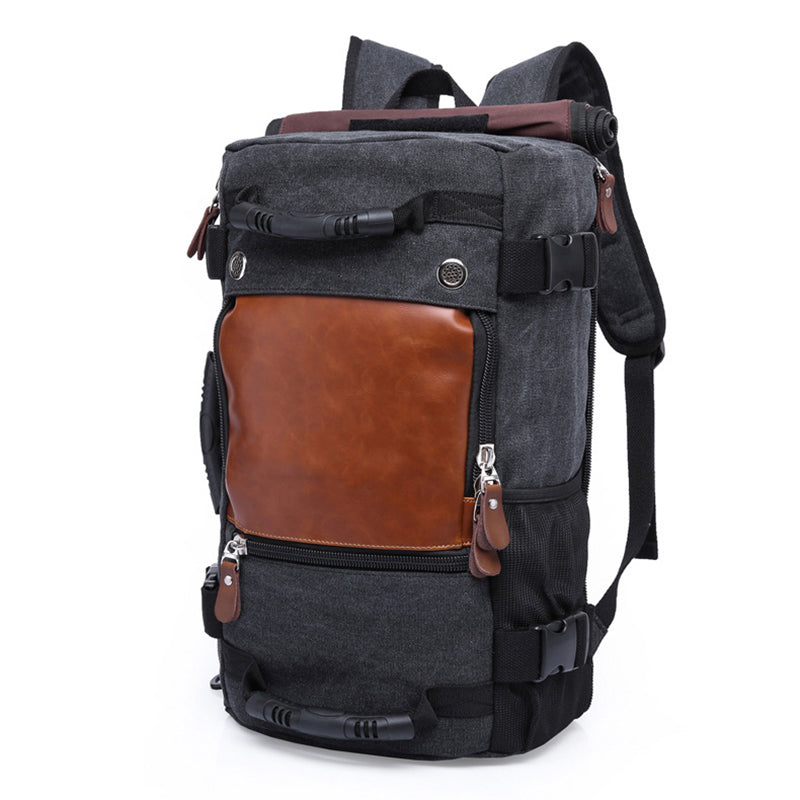 KAKA 0208 Multifunction Canvas Rucksack Retro Casual Large Capacity Outdoor Travel Backpack