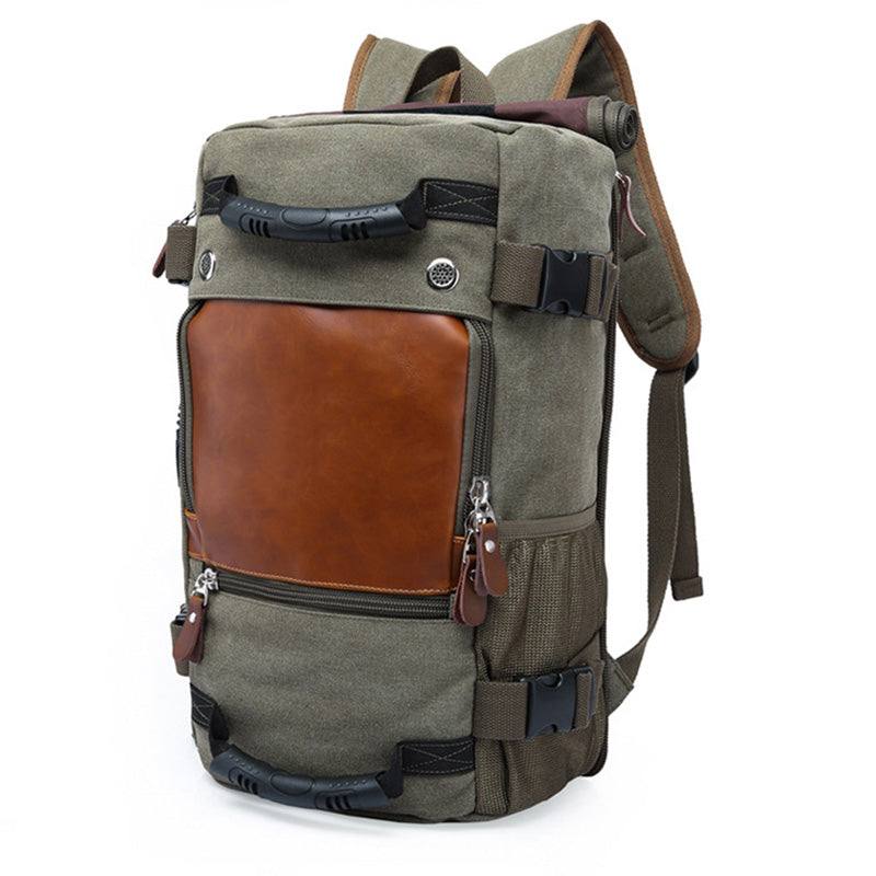 KAKA 0208 Multifunction Canvas Rucksack Retro Casual Large Capacity Outdoor Travel Backpack