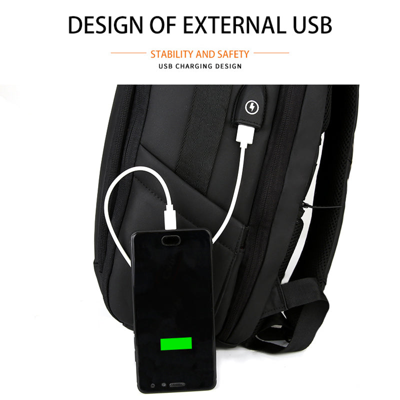 ML8018 Large Business Laptop Backpack Travel Rucksack Bag Water-Repellent Shoulders Bag with External USB Charging Port